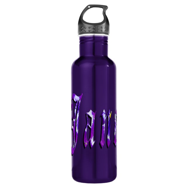 Purple Floral Jane Name, 710 ml Water Bottle (Front)