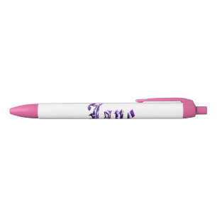 Purple Floral Jane Name, Blue Ink Pen