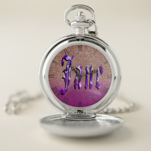 Purple Floral Jane Name, Pocket Watch