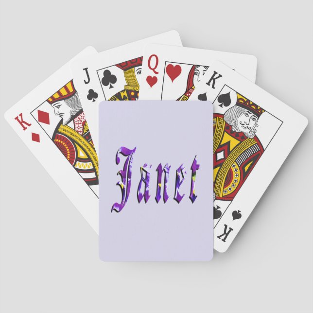 Purple Floral Janet Name,  Poker Cards (Back)