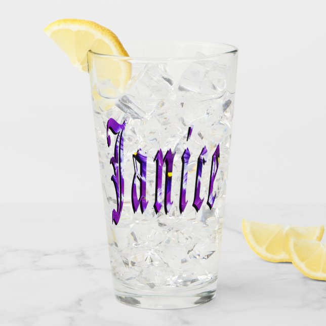 Purple Floral Janice Name Logo, Glass (Front Ice)