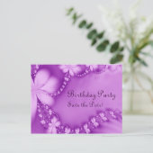 Purple Floral Jewel, Birthday Party Announcement Postcard (Standing Front)