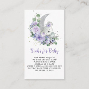 Purple Floral Koala Baby Shower Books for Baby  Enclosure Card