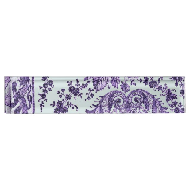 Purple Floral Lace Desk Name Plate (Front)