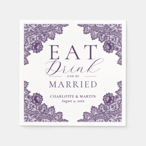 Purple Floral Lace Eat Drink and Be Married