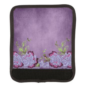 Purple Floral Lace Look Luggage Handle Wrap by JLBIMAGES at Zazzle