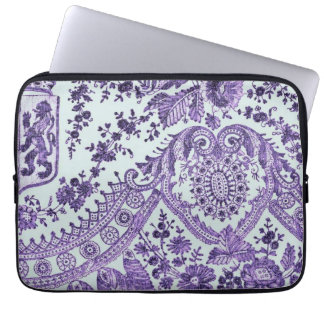 Purple Floral Lace Pattern  Laptop Sleeve