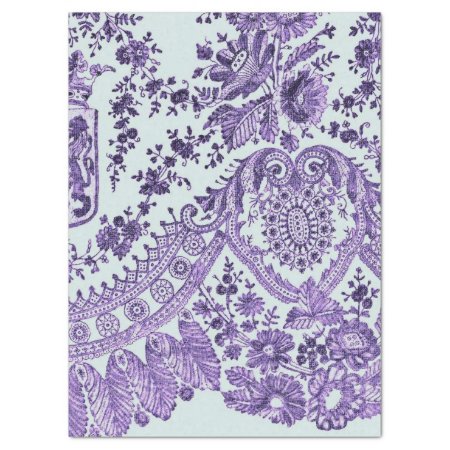 Purple Floral Lace Pattern Tissue Paper