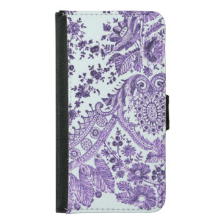 Purple Floral Lace Samsung Galaxy S5 Wallet Case