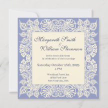 Purple Floral Lace Wedding Invitation