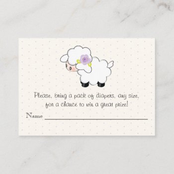 Purple Floral Lamb Baby Girl Diaper Raffle Tickets Enclosure Card by OccasionInvitations at Zazzle