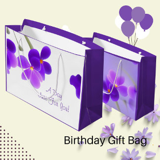 Purple Floral Large Gift Bag
