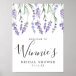 Purple Floral, Lavender Bridal Shower Poster at Zazzle