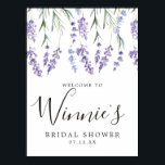Purple Floral, Lavender Bridal Shower Poster<br><div class="desc">Purple Floral, Lavender Bridal Shower poster. Designed with purple hand painted lavender flowers with watercolor type stylizing. Customize this design with your name & shower date or any other custom message you would like to include! The background color is set to white, however you can choose a fill color of...</div>