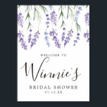 Purple Floral, Lavender Bridal Shower Poster<br><div class="desc">Purple Floral, Lavender Bridal Shower poster. Designed with purple hand painted lavender flowers with watercolor type stylizing. Customize this design with your name & shower date or any other custom message you would like to include! The background color is set to white, however you can choose a fill color of...</div>
