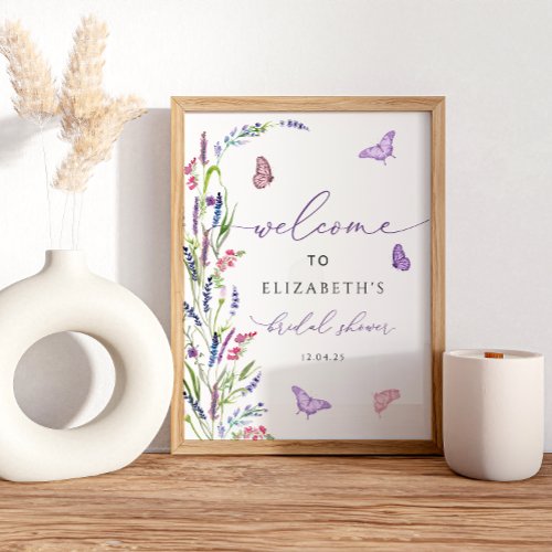  Purple Floral Lavender Bridal Shower Welcome Poster