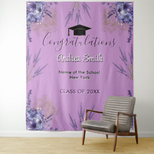 Purple Floral Lavender Girly Grad Photo Backdrop