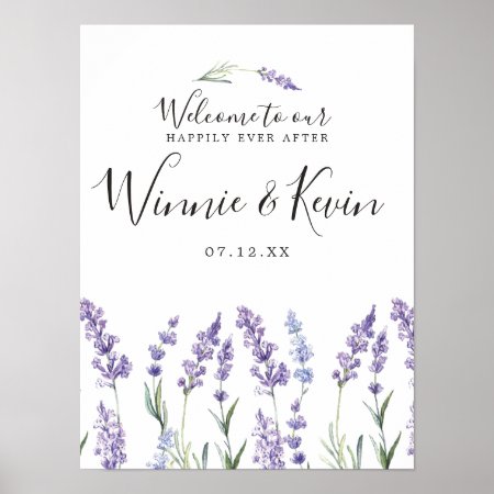 Purple Floral, Lavender Wedding Poster