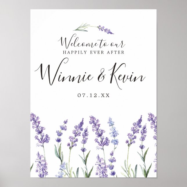 Purple Floral, Lavender Wedding Poster (Front)