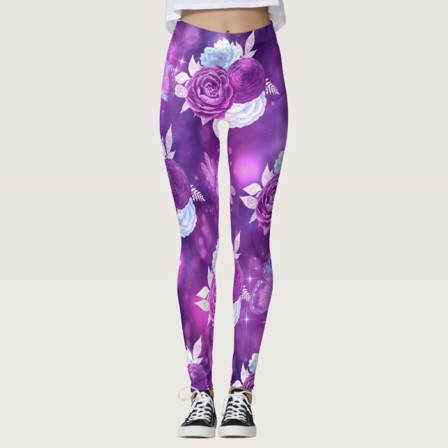 Purple Floral Leggings (Front)