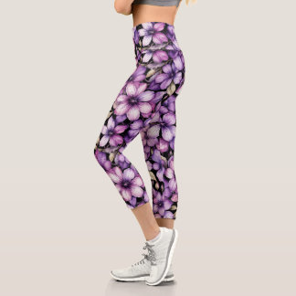 Purple floral leggings