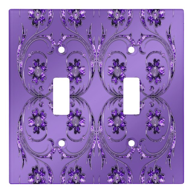 Purple Floral Light Switch Cover (Front)