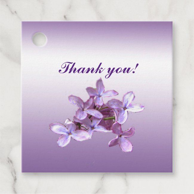 Purple Floral Lilac Flowers Thank You Favor Tags