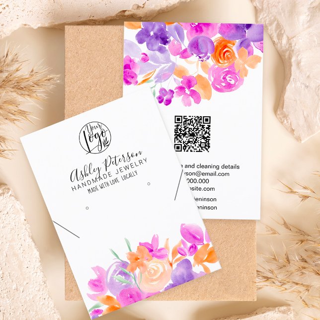 Purple floral logo jewelry earring necklace business card (Creator Uploaded)
