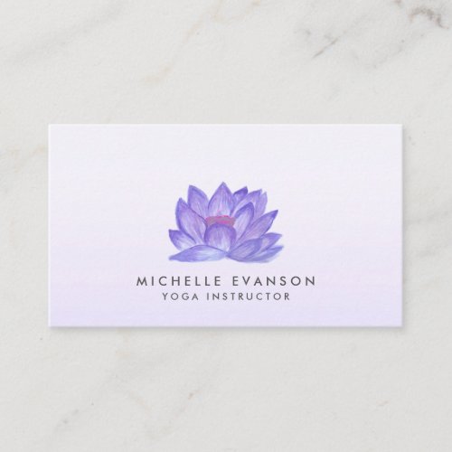 Purple Floral Lotus Elegant Yoga Instructor Business Card
