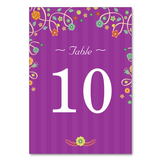 Purple Floral Love Birds - Wedding Table Number