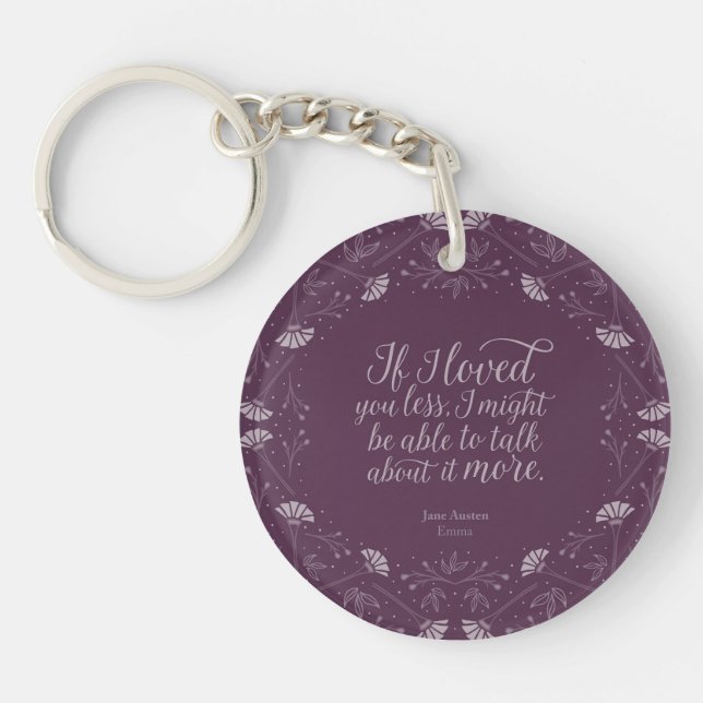 Purple Floral Love Emma Jane Austen Keychain (Front)