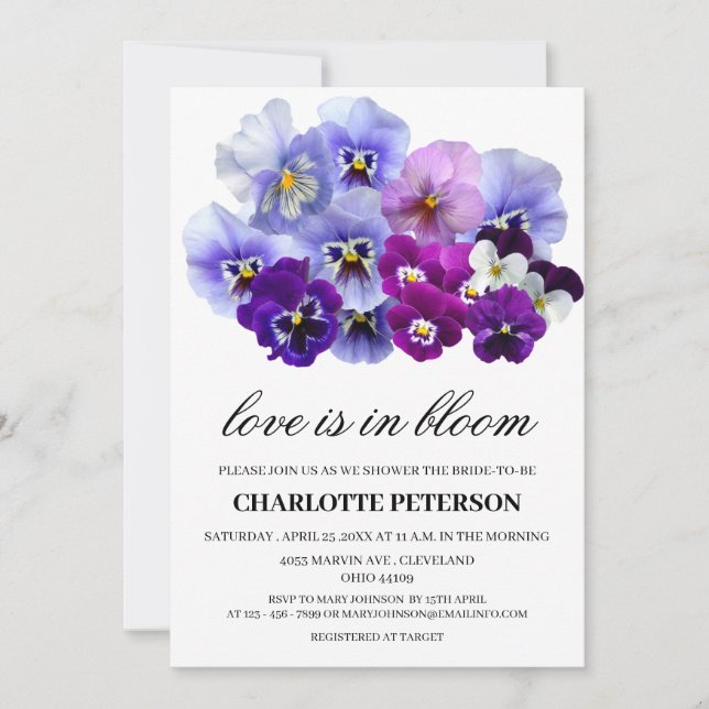 Purple Floral  Love Is In Bloom Bridal Shower  Invitation (Front)