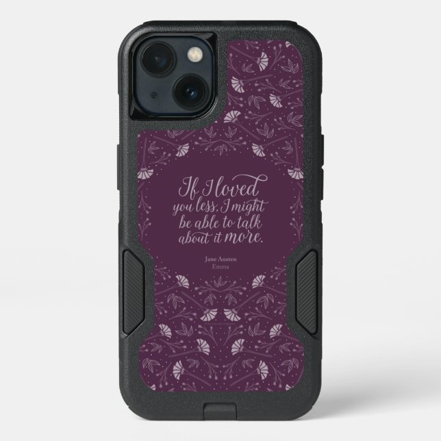 Purple Floral Love Quote Emma Book Jane Austen Otterbox iPhone Case (Back)