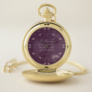 Purple Floral Love Quote Emma Book Jane Austen Pocket Watch