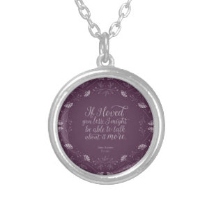Purple Floral Love Quote Emma Book Jane Austen Silver Plated Necklace