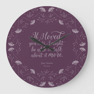 Purple Floral Love Quote Emma Jane Austen Large Clock