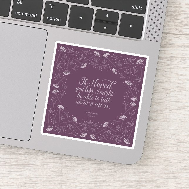 Purple Floral Love Quote Emma Jane Austen Sticker (Detail)