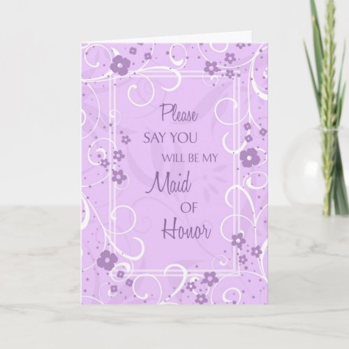 Purple Floral Maid of Honor Invitation Card