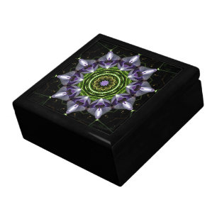 Purple Floral Mandala Kaleidoscope Art Jewelry Box