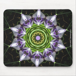 Purple Floral Mandala Kaleidoscope Art Mouse Pad