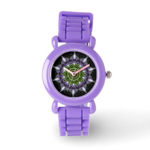Purple Floral Mandala Kaleidoscope Art Watch