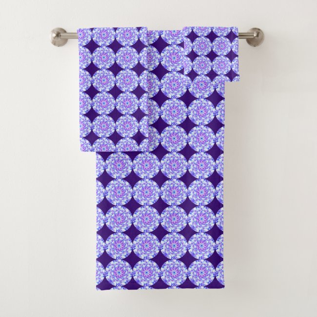 Purple Floral Mandala Pattern Bath Towels