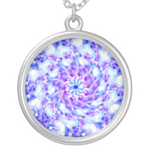 Purple Floral Mandala Silver Plated Necklace