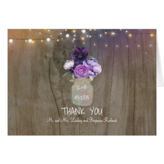 Purple Floral Mason Jar Rustic Wedding Thank You