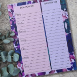 Purple Floral Meal Planner & Grocery List Notepad<br><div class="desc">Purple Floral Meal Planner and Grocery List Notepad to organize your week. This notepad has a weekly planner on every page, with lined sections for each day of the week and a large ruled box for your shopping list. The design has a watercolor floral background in shades of purple, mauve,...</div>