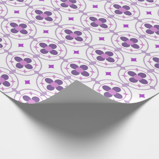 Purple Floral Medallion Pattern Elegant Botanical Wrapping Paper