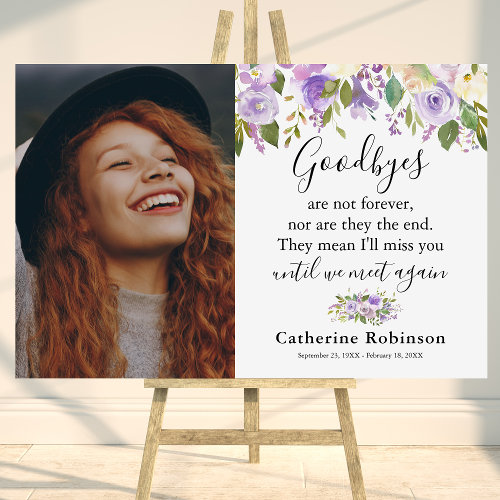 Purple Floral Memorial Funeral Photo