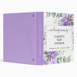 Purple Floral Memorial Photo Album 3 Ring Binder