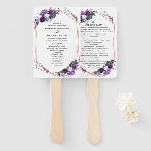 Purple Floral Modern Botanical Wedding Program Hand Fan