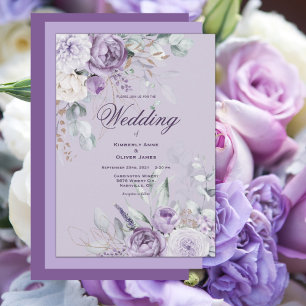 Purple Floral Modern Wedding Invitation